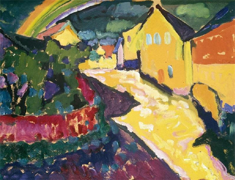 Murnau with Rainbow 1909 Wassily Kandinsky Oil Painting